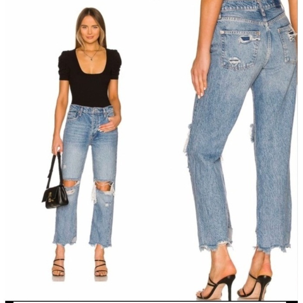 Free People We The Free Tapered Baggy Boyfriend‎ Distressed Jeans Women's Sz 29